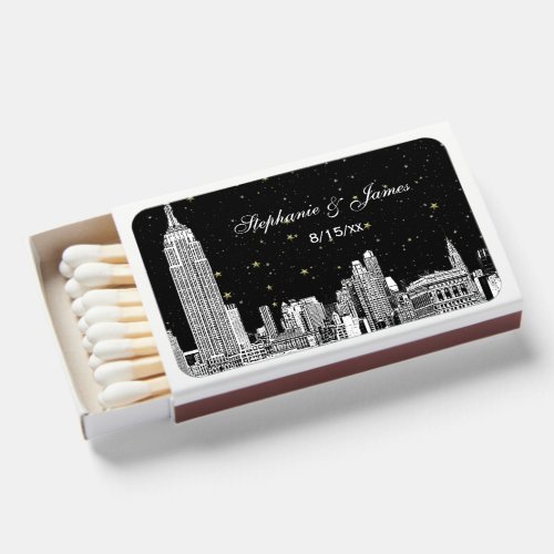 Etched NYC Starry Skyline DIY BG 3 Matchboxes