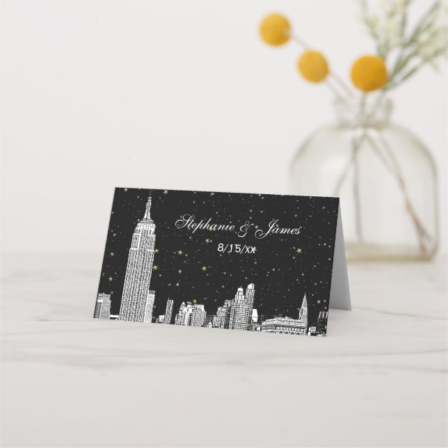 Etched NYC Starry Skyline DIY BG Escort Cards #3 (Front)