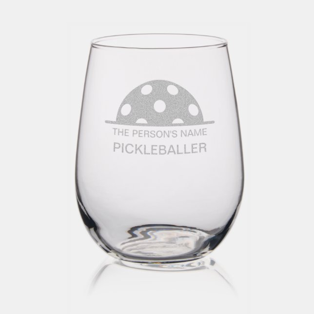 Etched Pickleballer Glassware For Pickleball Fan (Glassware)