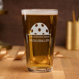 Etched Pickleballer Glassware For Pickleball Fan