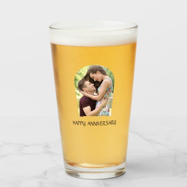 Etched Picture Beer Mug  Personalized photograph Glass (Front Filled)