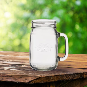 Etched Religious Faith Moves Mountains Boho Mason Jar W/ Handle