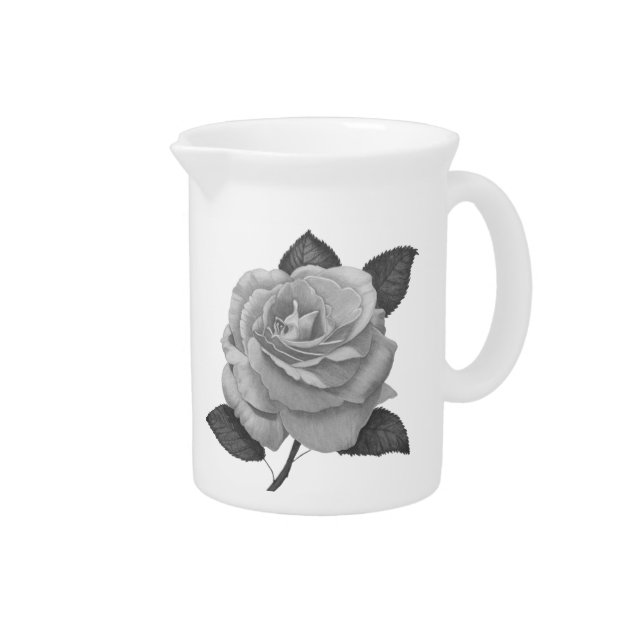 Etched Rose Porcelain Pitcher (Right)