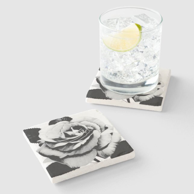 Etched Rose Stone Coaster (Side)