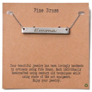 Etched Silver Bar Necklace