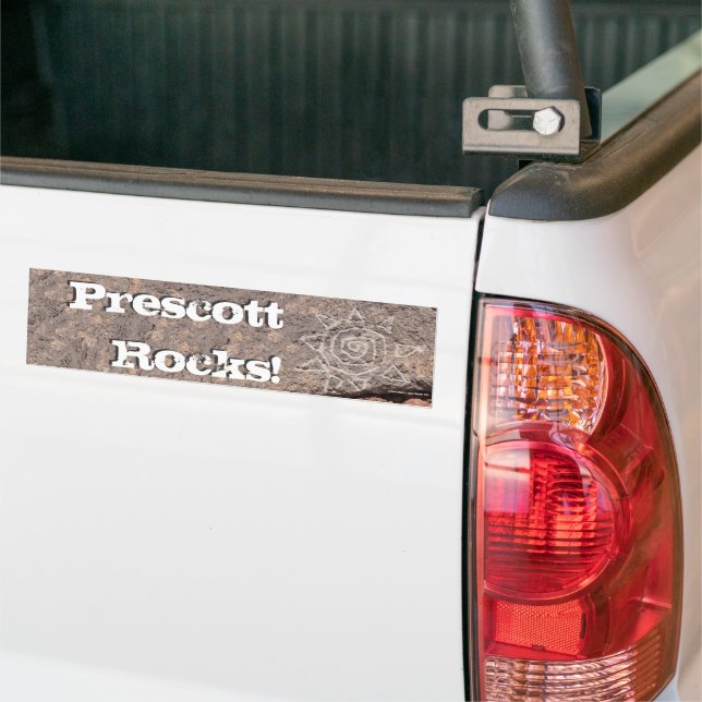 Etched Sun on Lava Rock Photo Personalized Bumper Sticker (On Truck)
