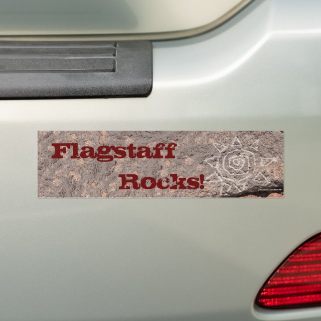 Etched Sun on Lava Rock Photograph Custom Bumper Sticker (On Car)