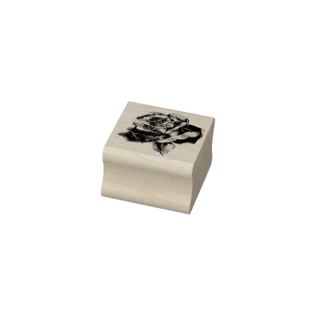 Etched Tilted Rose Rubber Stamp (Stamp)