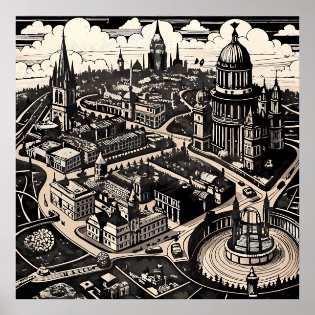 Etched Victorian London Map Poster (Front)