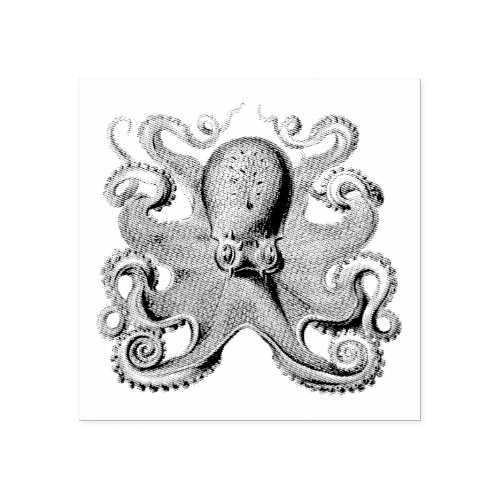 Etched Vintage Octopus Rubber Art Stamp