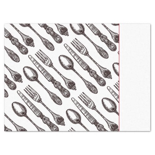 Etched Vintage Silverware Pattern Classic Foodie Tissue Paper