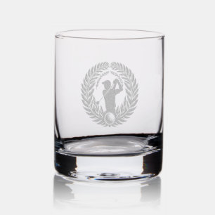 Etched Whiskey Rocks Glass
