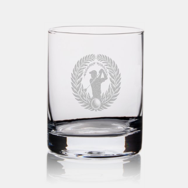 Etched Whiskey Rocks Glass  (Glassware)