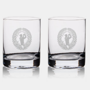 Etched Whiskey Rocks Glass