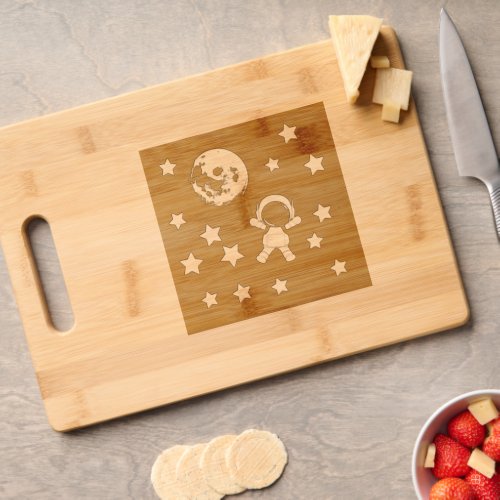 Etched Wooden Cutting Board with Space manStars 