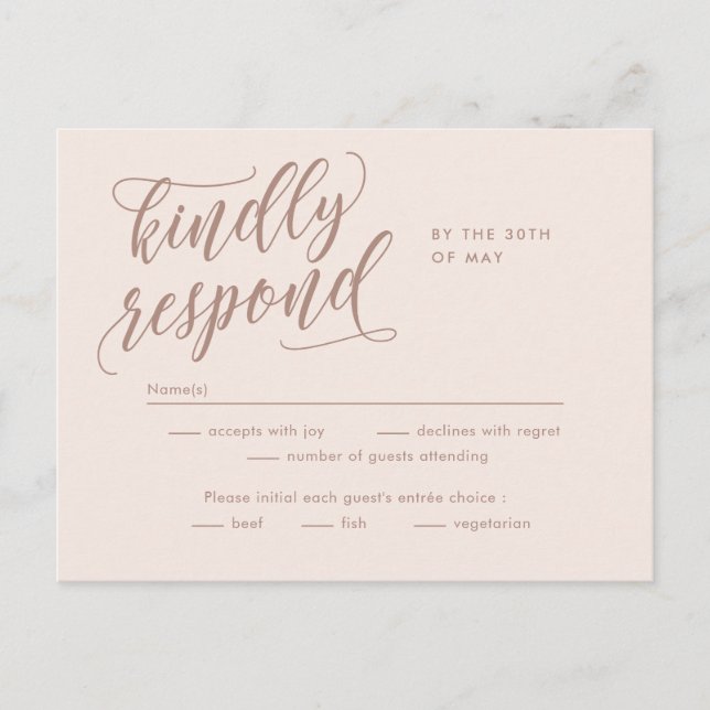 Eternal Bliss Editable Color RSVP Reply Card (Front)