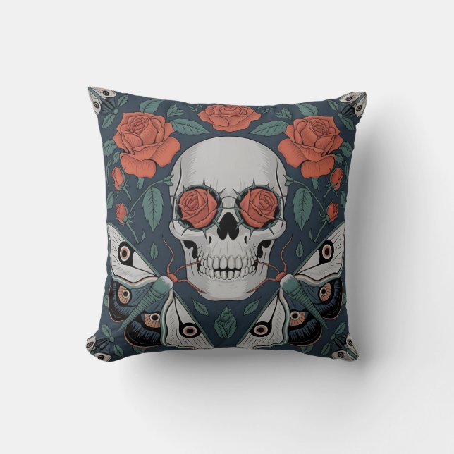 Eternal Bloom: A Dance of Life and Death Throw Pillow (Front)