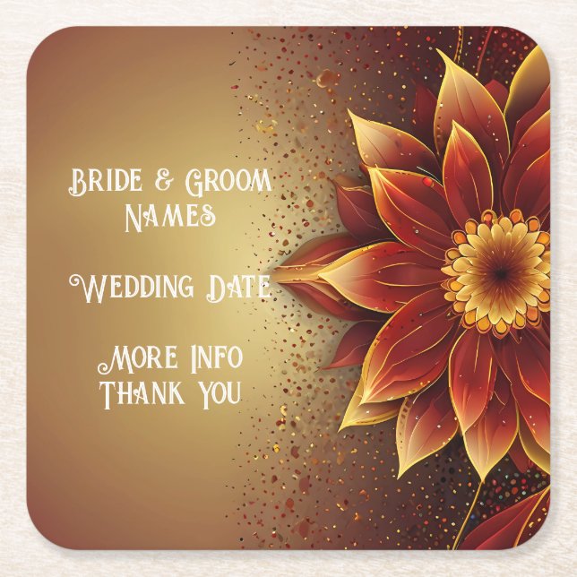 Eternal Bloom: A Timeless Celebration of Love Square Paper Coaster (Front)