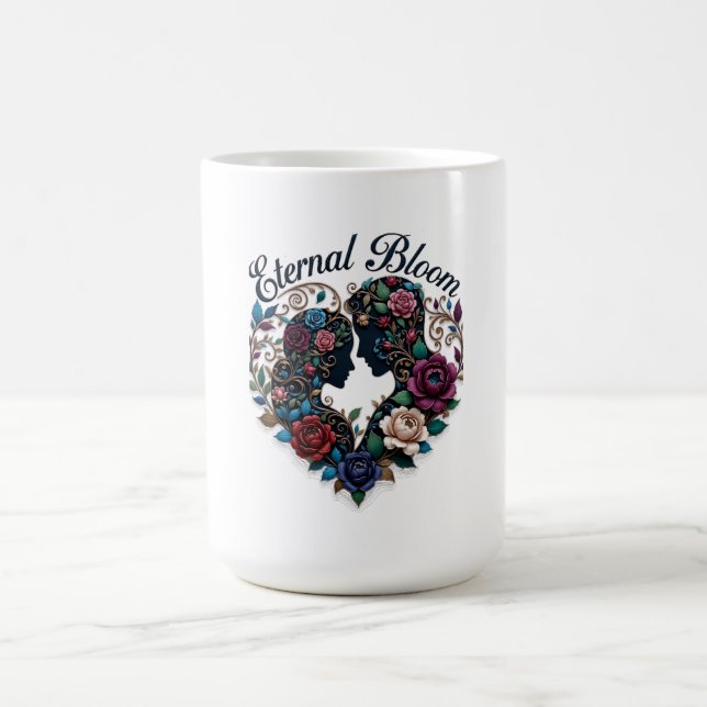 Eternal Bloom Embrace T-Shirt | Intricate Couple Coffee Mug (Center)