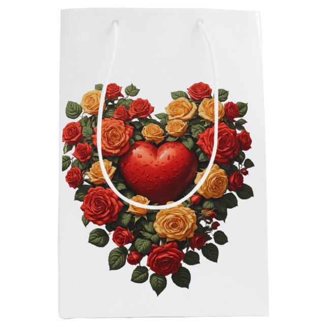 Eternal Bloom Rose Heart Medium Gift Bag (Front)