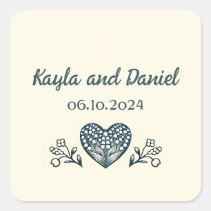 Eternal Blooms Wedding Custom Square Sticker