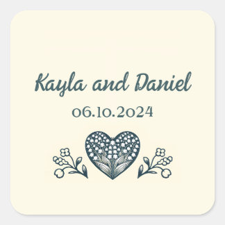 Eternal Blooms Wedding Custom Square Sticker