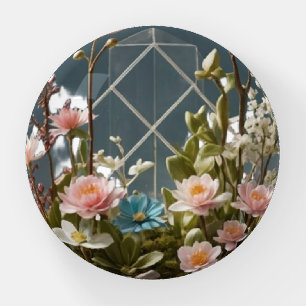 Eternal Blossom Harmony: Floral Glass Dome Art Paperweight