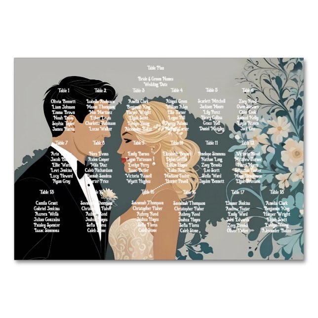 Eternal Blossoms: A Celebration of Love" Wedding  Table Number (Front)