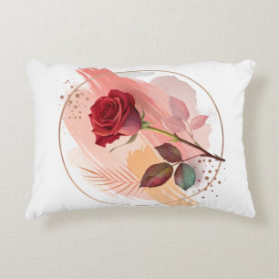 Eternal Blush: A Modern Rose in Abstract Harmony Accent Pillow