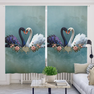 Eternal Bond, Black and White Swans in Love. Blackout Curtains