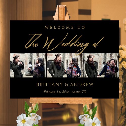 Eternal Bond Elegant Black  Gold Wedding Welcome Poster