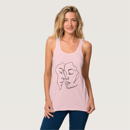 Eternal Bond Monoline Couple Hand_Drawn Artistic Tank Top