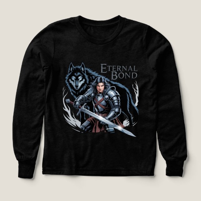 Eternal Bond – Warrior and His Wolf. Tri-Blend Shirts (Design Front)
