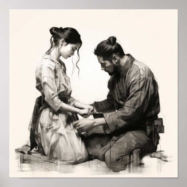 Eternal Bonds: Embracing Love in Japanese Traditio Poster (Front)