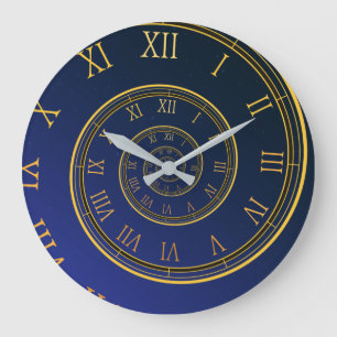 Eternal Clocks, Blue Spiral Roman Large Clock