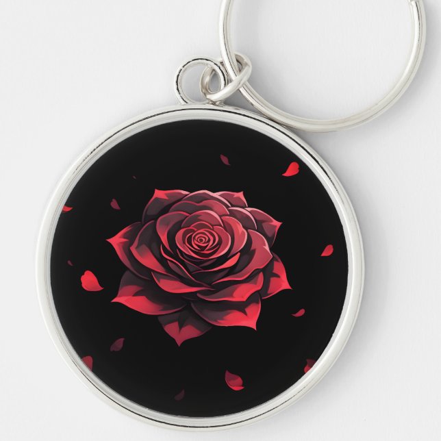 Eternal Crimson Rose - Gothic Noir Keychain (Front)