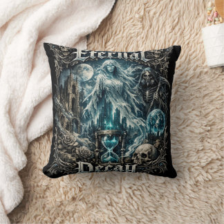 Eternal Decay Gothic Ghost Hourglass Dark Fantasy  Throw Pillow