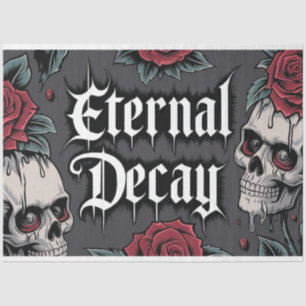 Eternal Decay" Gothic Skull and Rose Illustration Tissue Paper