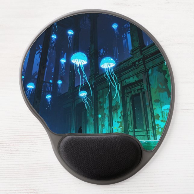 🌊💠 Eternal Depths – Atlantis Jellyfish Mousepad (Front)