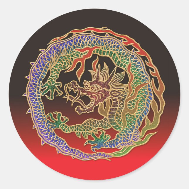 Eternal Dragon Circle Classic Round Sticker (Front)