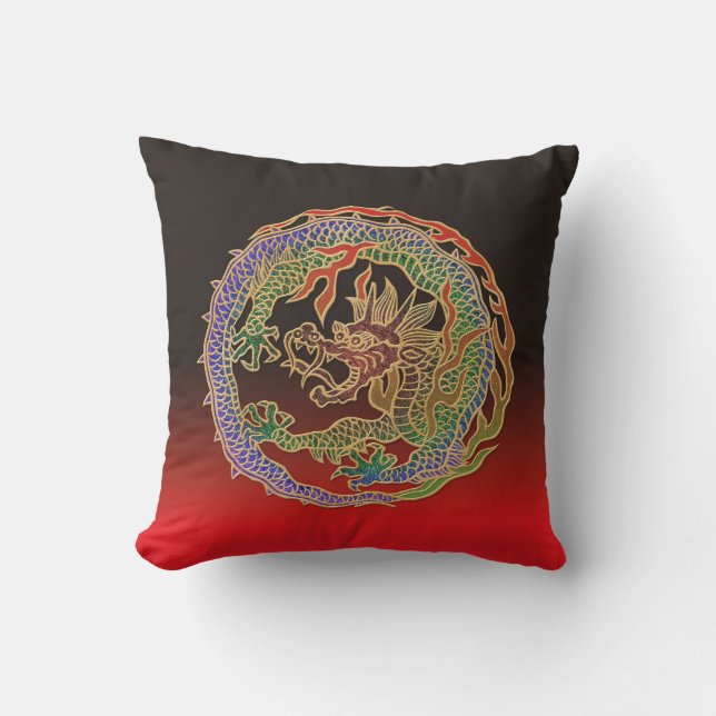 Eternal Dragon Circle Throw Pillow (Front)