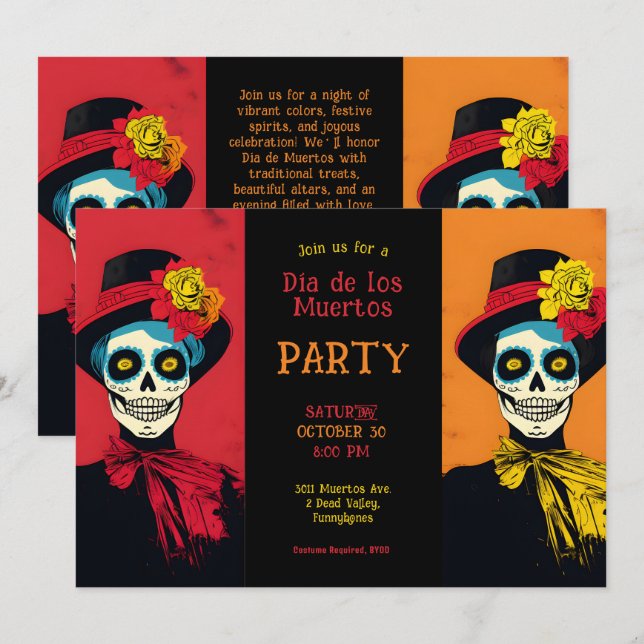 💀 Eternal Elegance Dia de los Muertos Invitation (Front/Back)
