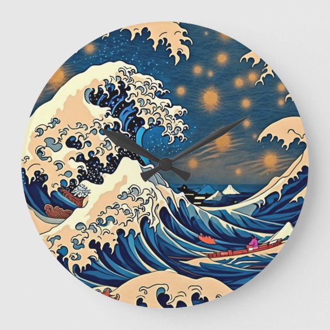 Eternal Elegance: Groovy Retro Wave Large Clock (Front)