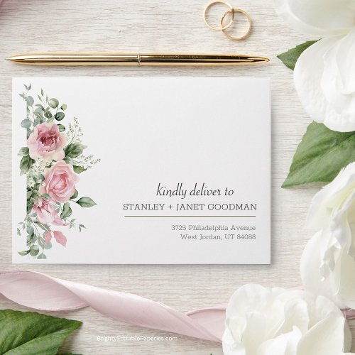 Eternal Elegance Pink Rose Peony Flower  Envelope