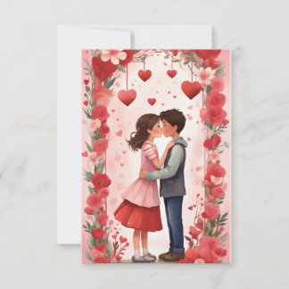 Eternal Embrace: A Valentine's Day Kiss Thank You Card