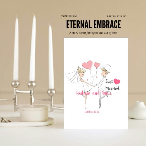 Eternal Embrace Wedding Day Custom Sticker 