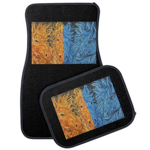 Eternal Equilibrium_ Horses_ Twin Flame  Car Floor Mat