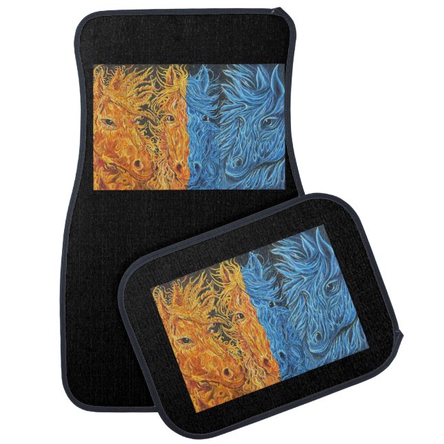 Eternal Equilibrium- Horses- Twin Flame  Car Floor Mat (Set)