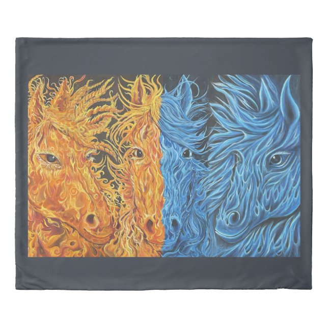 Eternal Equilibrium- Horses- Twin Flame  Duvet Cover (Front)