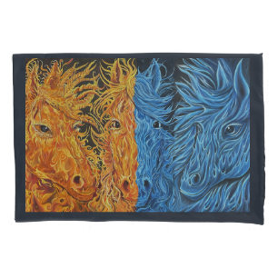 Eternal Equilibrium- Horses- Twin Flame  Pillow Case